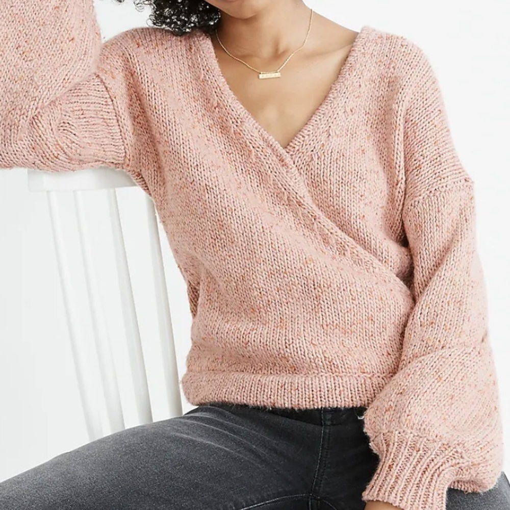 Madewell Beresford Wrap-Front Pullover Sweater